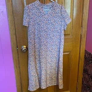 Chic Floral Midi Dress in Pink and Blue